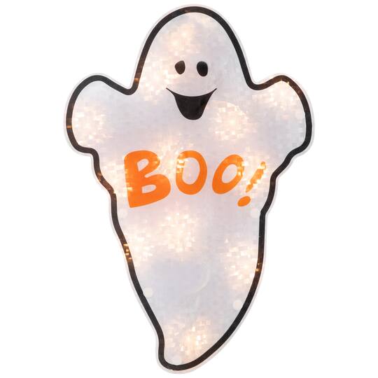Lighted Holographic Ghost Halloween Window Silhouette Decoration